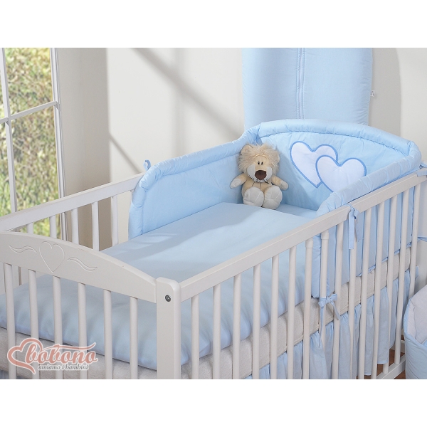 Biancheria Lettino 2 parti Blu Cuori