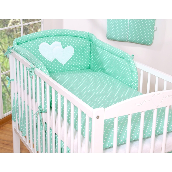 Biancheria Lettino 2 parti Menta Cuori