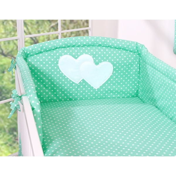 Biancheria Lettino 2 parti Menta Cuori