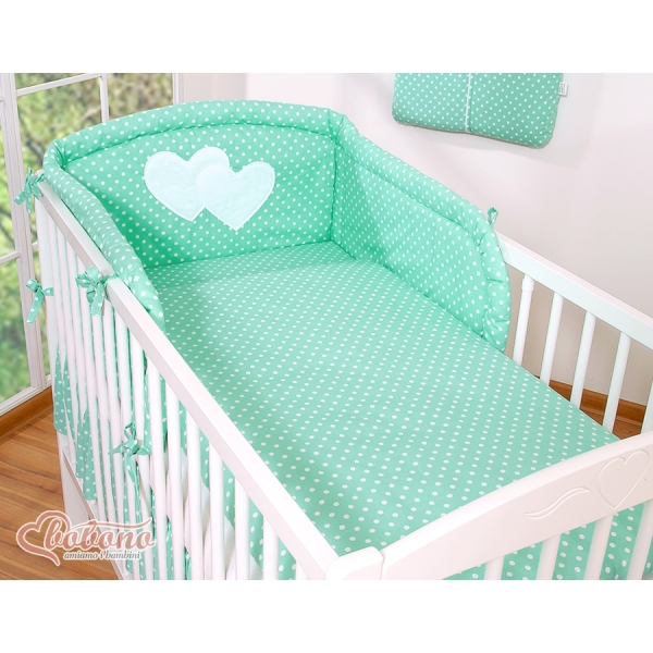 Biancheria Lettino 2 parti Menta Cuori