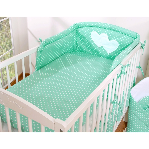 Biancheria Lettino 2 parti Menta Cuori