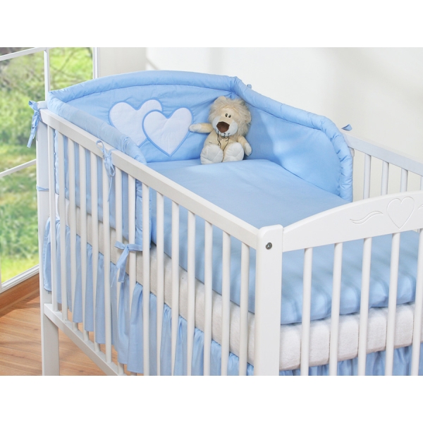 Biancheria Letto 3 parti Paracolpi Blu Cuori