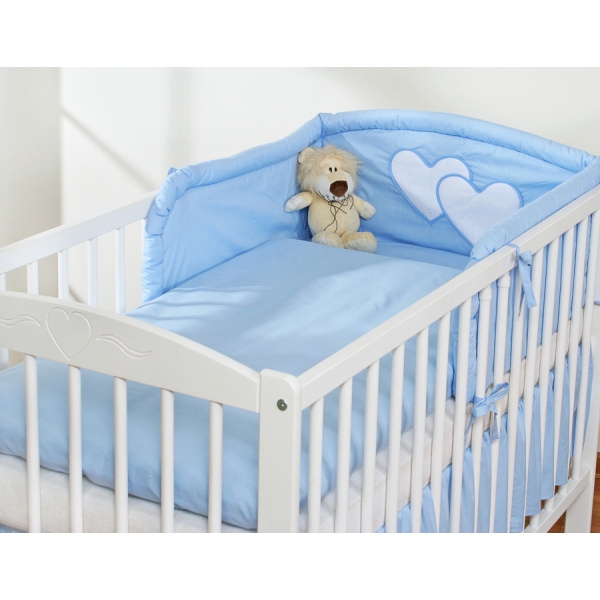 Biancheria Letto 3 parti Paracolpi Blu Cuori