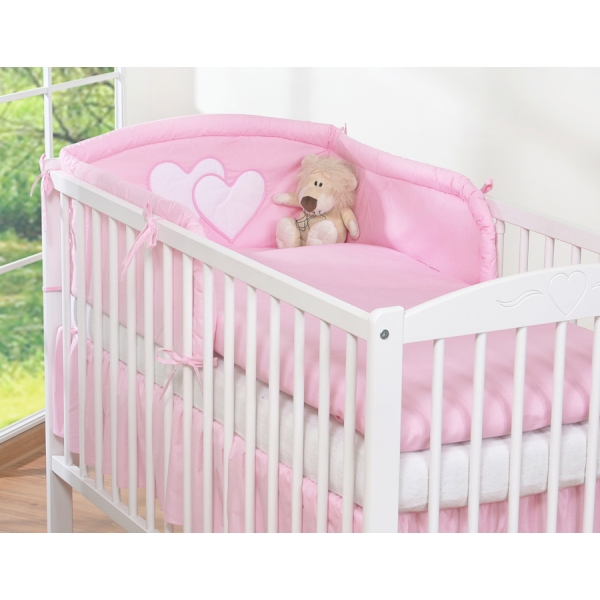 Biancheria Letto 3 parti Paracolpi Rosa Cuori