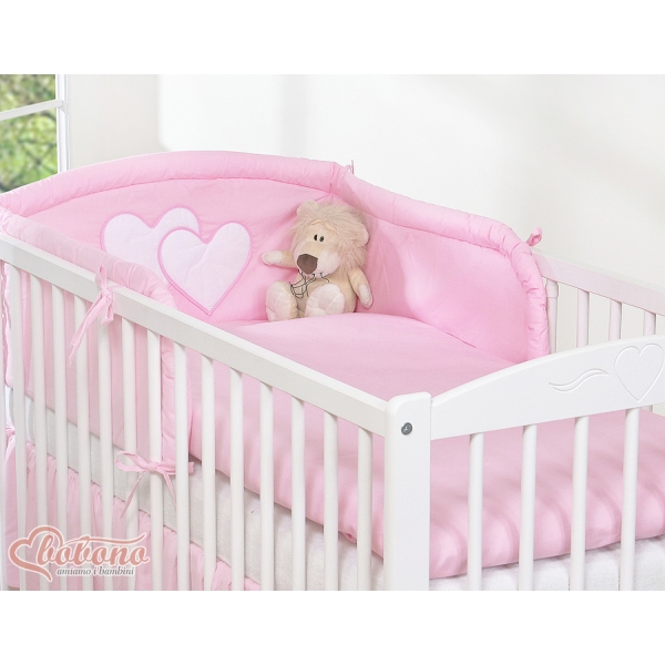 Biancheria Letto 3 parti Paracolpi Rosa Cuori