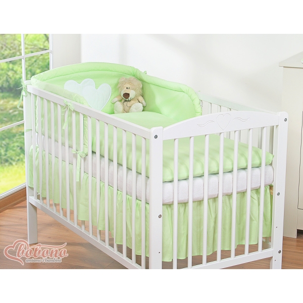 Biancheria Letto 3 parti Paracolpi Verde Cuori