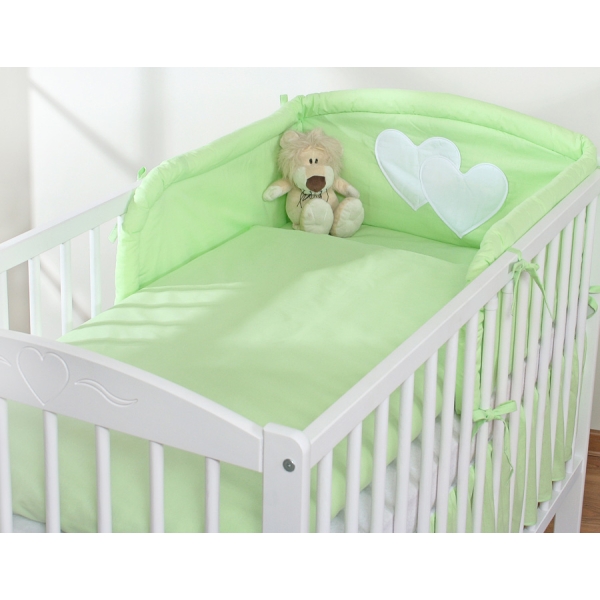 Biancheria Letto 3 parti Paracolpi Verde Cuori