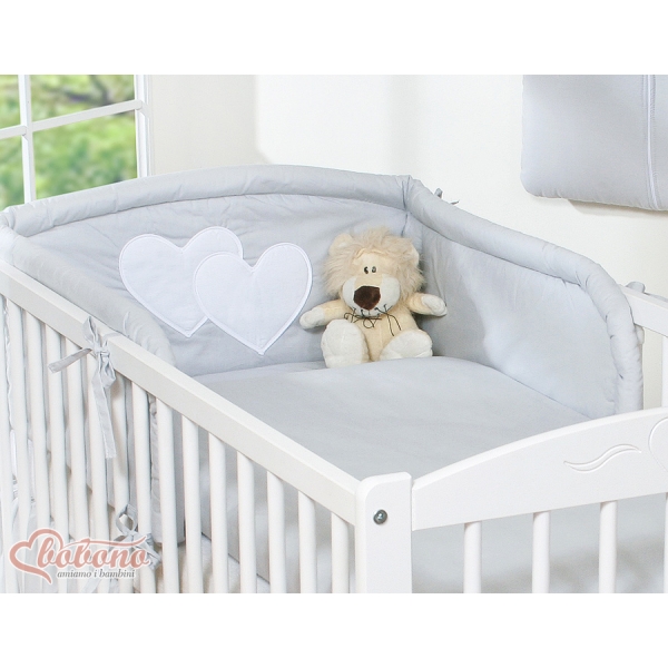 Biancheria Letto Neonato 2 parti Grigio Cuori