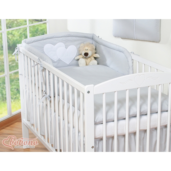 Biancheria Letto Neonato 2 parti Grigio Cuori