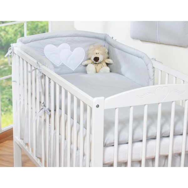 Biancheria Letto Neonato 2 parti Grigio Cuori