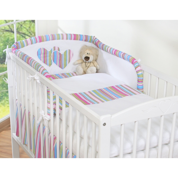 Biancheria Letto Neonato 2 parti Lilla a Strisce Cuori