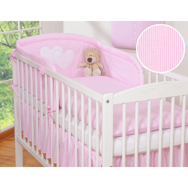 Biancheria Letto Neonato 2 parti Rosa a Strisce Cuori