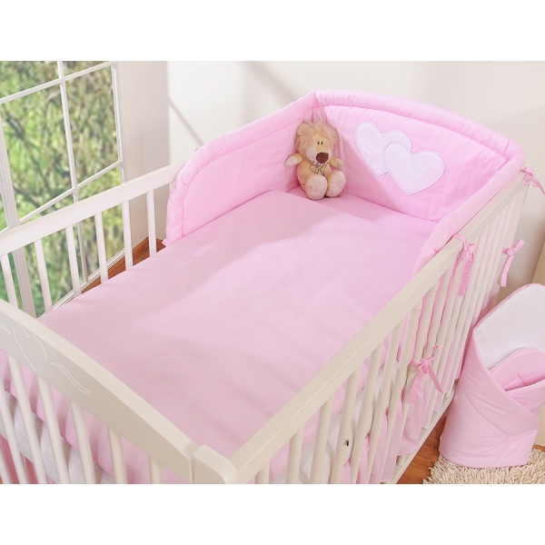 Biancheria Letto Neonato 2 parti Rosa a Strisce Cuori