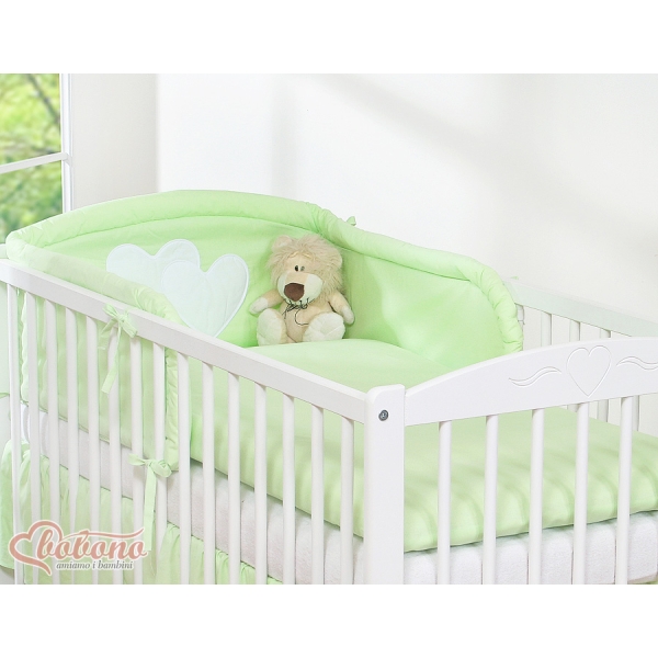 Biancheria Letto Neonato 2 parti Verde Cuori