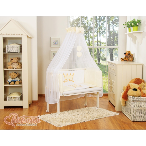 Biancheria per Culla Fianco Letto 6 parti Creme Little Prince/Princess