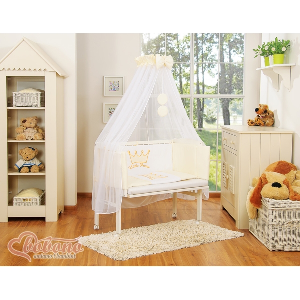 Biancheria per Culla Fianco Letto 6 parti Creme Little Prince/Princess