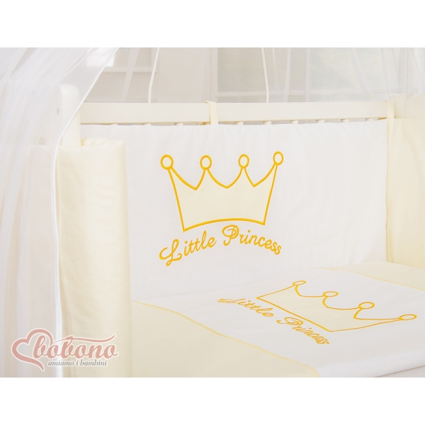 Biancheria per Culla Fianco Letto 6 parti Creme Little Prince/Princess