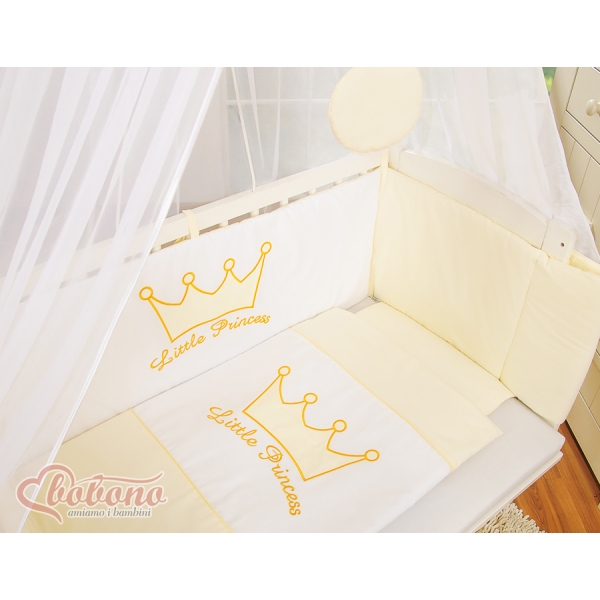 Biancheria per Culla Fianco Letto 6 parti Creme Little Prince/Princess
