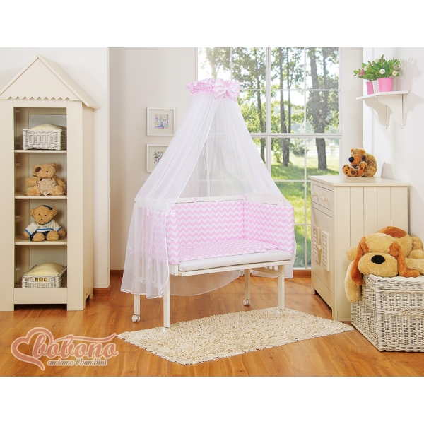 Biancheria per Culla Fianco Letto 6 parti Rosa Chevron
