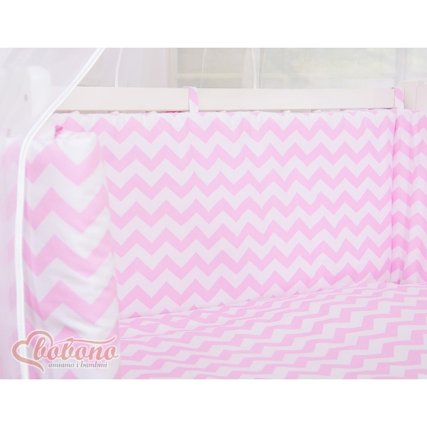 Biancheria per Culla Fianco Letto 6 parti Rosa Chevron