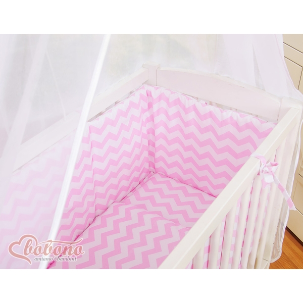 Biancheria per Culla Fianco Letto 6 parti Rosa Chevron
