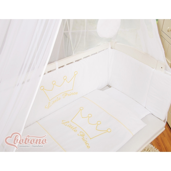 Biancheria per Lettino Neonati da Attaccare 6 parti Bianca Little Prince/Princess