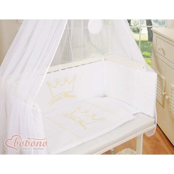Biancheria per Lettino Neonati da Attaccare 6 parti Bianca Little Prince/Princess