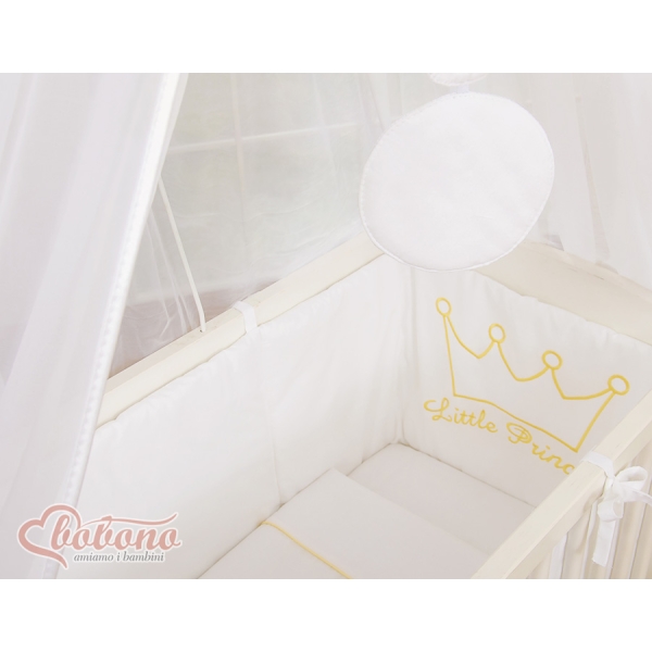 Biancheria per Lettino Neonati da Attaccare 6 parti Bianca Little Prince/Princess