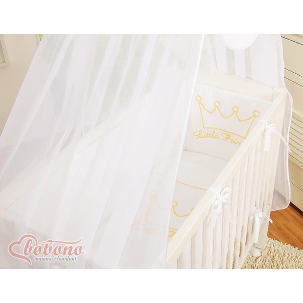 Biancheria per Lettino Neonati da Attaccare 6 parti Bianca Little Prince/Princess