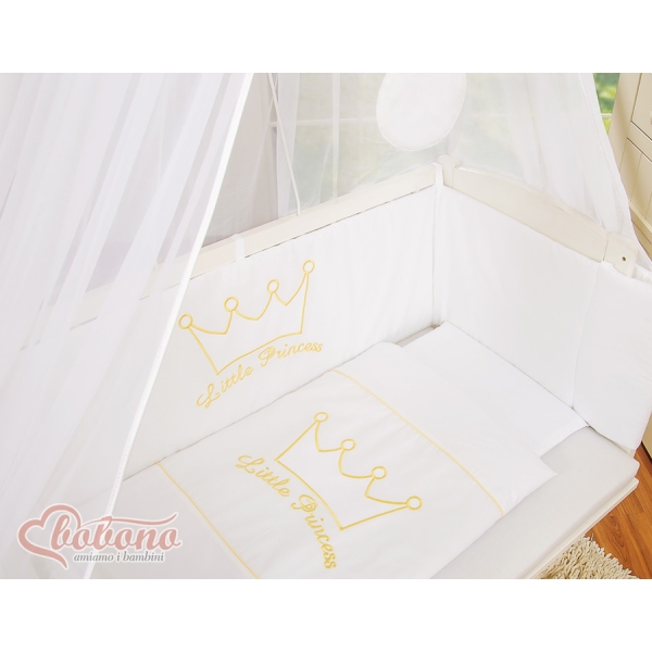 Biancheria per Lettino Neonati da Attaccare 6 parti Bianca Little Prince/Princess