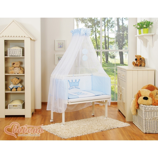 Biancheria per Lettino Neonati da Attaccare 6 parti Blu Little Prince/Princess