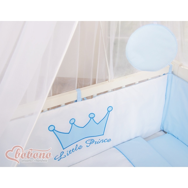 Biancheria per Lettino Neonati da Attaccare 6 parti Blu Little Prince/Princess