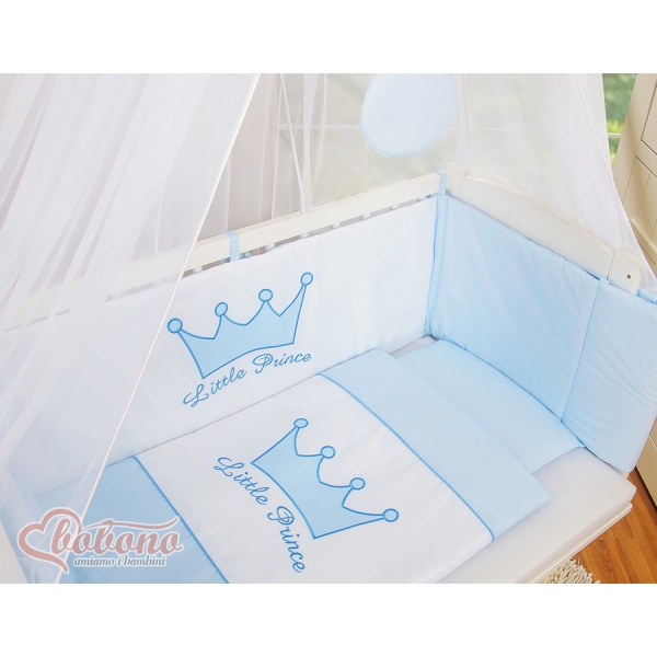 Biancheria per Lettino Neonati da Attaccare 6 parti Blu Little Prince/Princess