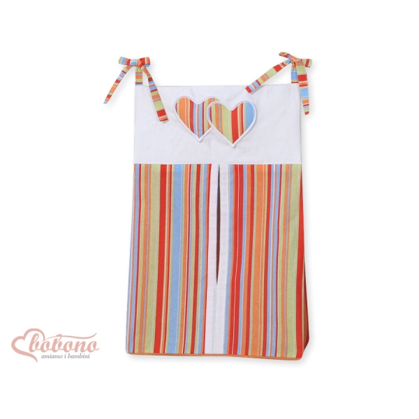 Borsa per Pannolini per Lettino Bambini Arancio a Strisce Cuori