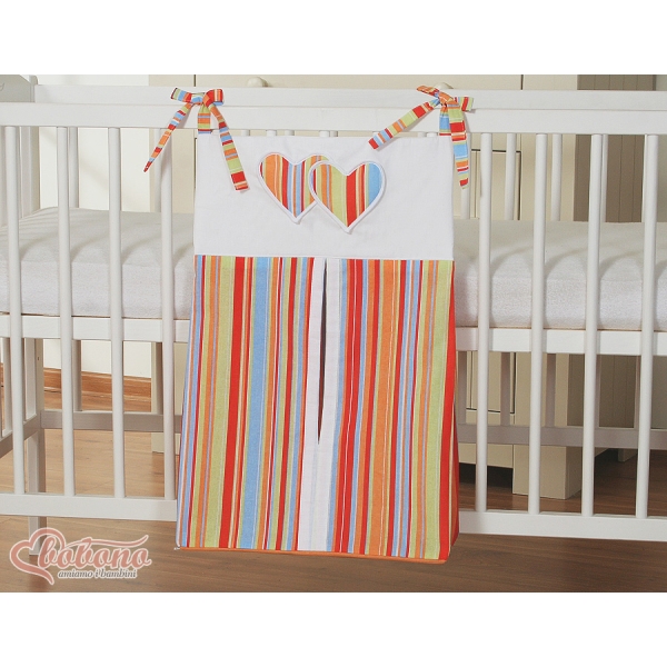 Borsa per Pannolini per Lettino Bambini Arancio a Strisce Cuori