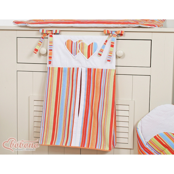 Borsa per Pannolini per Lettino Bambini Arancio a Strisce Cuori