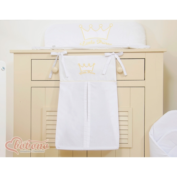 Borsa per Pannolini per Lettino Bambini Bianca Little Prince/Princess