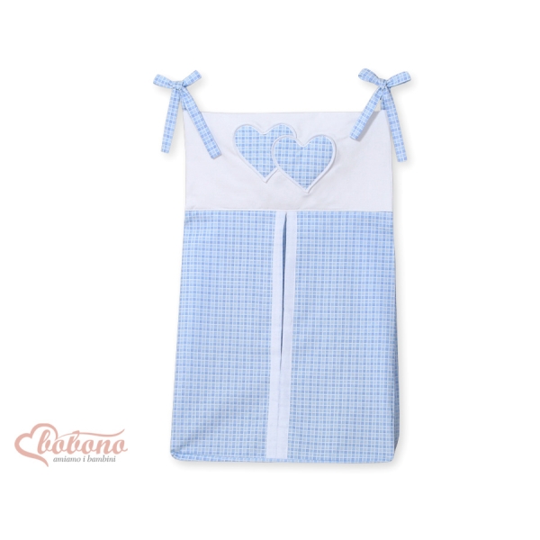 Borsa per Pannolini per Lettino Bambini Blu a Scacchi Cuori