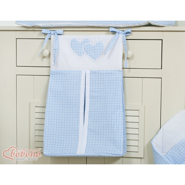 Borsa per Pannolini per Lettino Bambini Blu a Scacchi Cuori