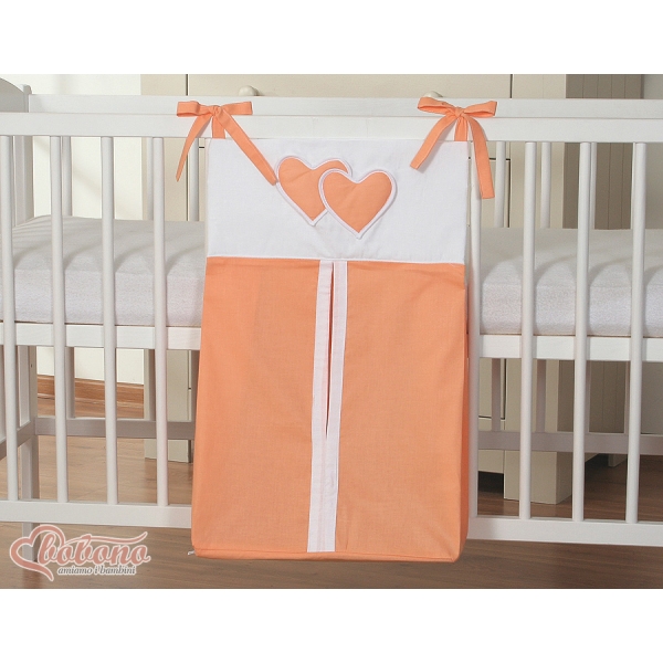 Borsa Portaoggetti Pannolini per Lettino Arancio Cuori