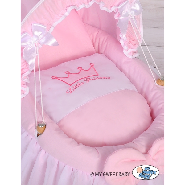 Carrozzina Culla con Cappottia in Vimini per Bambole Rosa Little Prince/Princess
