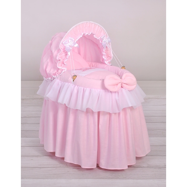 culla vimini bambole rosa