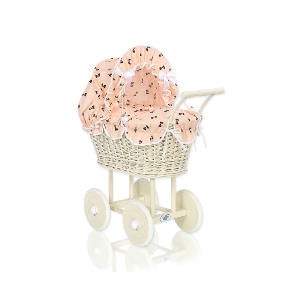 Carrozzina per Bambole Rattan Creme Fiocchetti