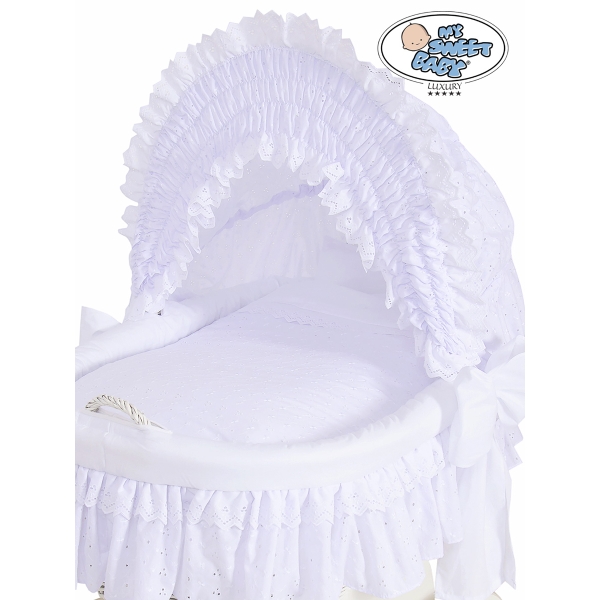 Cesta Vimini Neonato con Ruote Carlotta Bianca