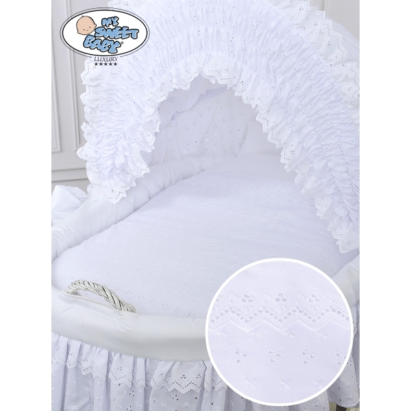 Cesta Vimini Neonato con Ruote Carlotta Bianca