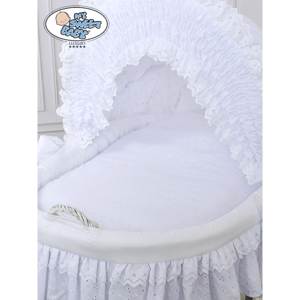 Cesta Vimini Neonato con Ruote Carlotta Bianca