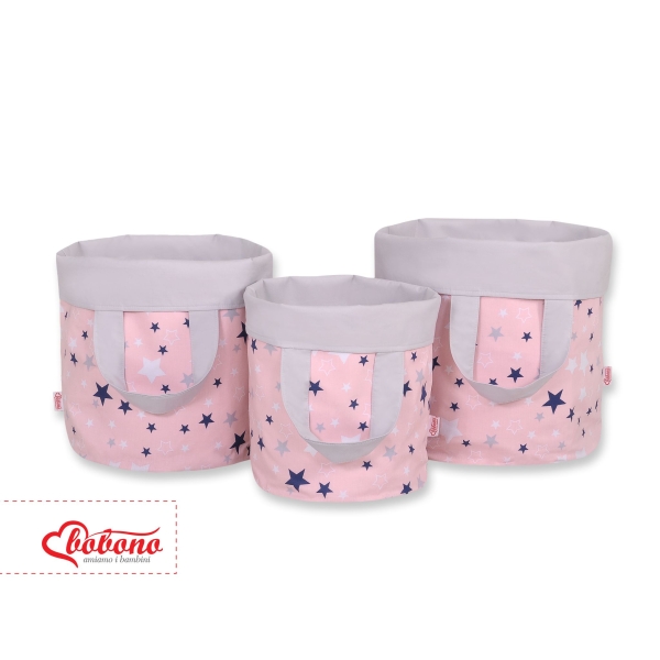 Cestino per i Giochi Doppia Faccia L Blu Rosa Grigio Stelle