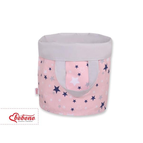 Cestino per i Giochi Double-Face S Blu Rosa Grigio Stelle