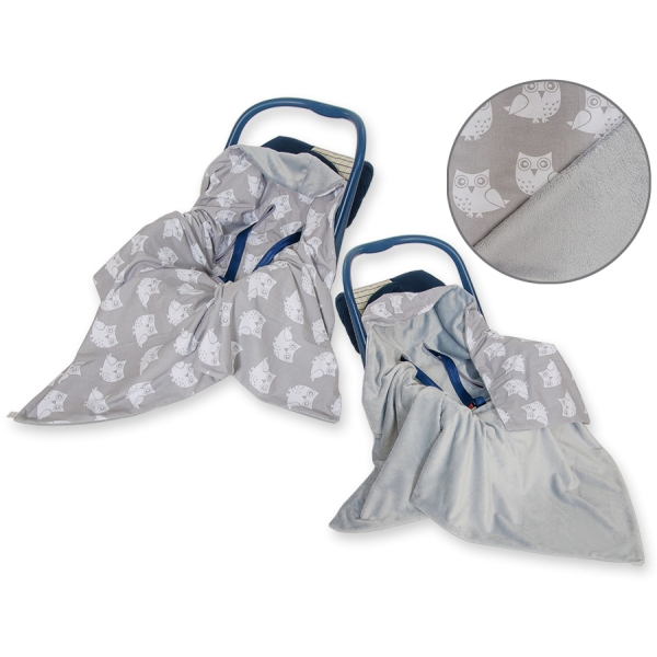 Coperta per Seggiolino Auto Bifacciale Grigio Gufi