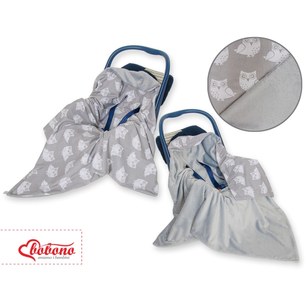 Coperta per Seggiolino Auto Bifacciale Grigio Gufi
